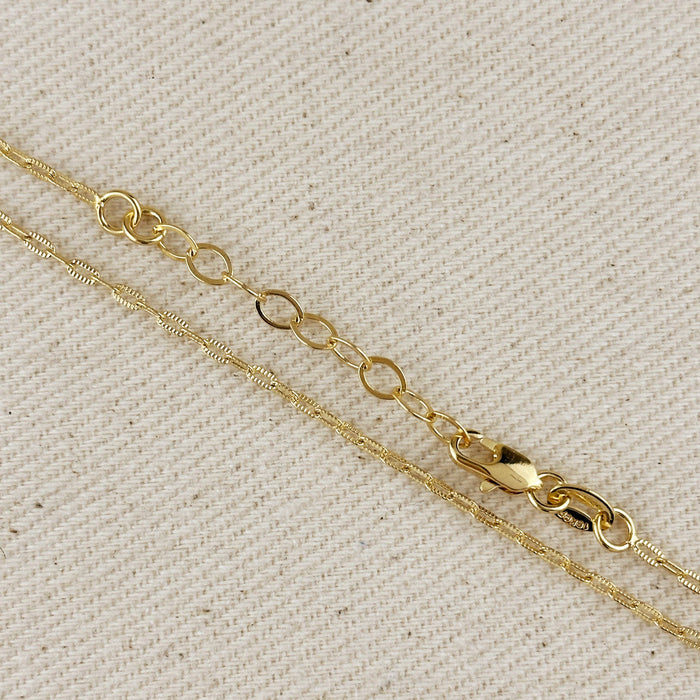 18k Gold Filled Mini Diamond Cut Paperclip Chain Bracelet