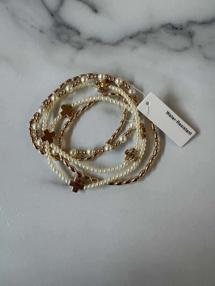 5 Row Cross Accent Pearl & CCB
