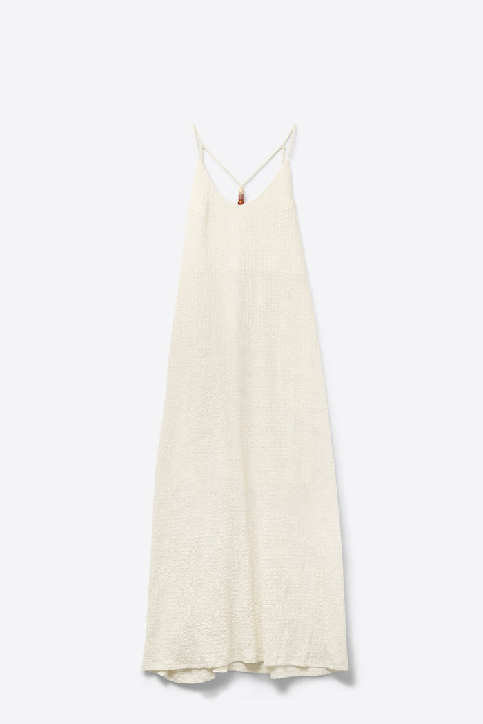 Beaded Back Strap Maxi Dress in Cream - dress