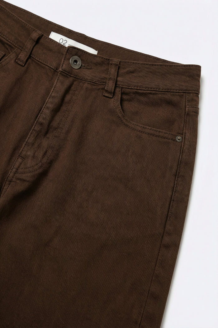 Brown Wide-Leg Pants with lightweight Twill - Coloured Jeans