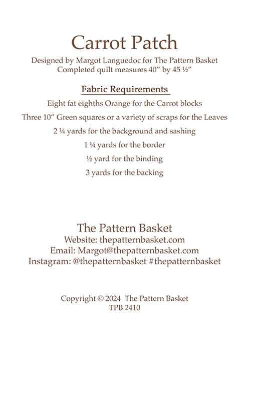 Carrot Patch Quilt Pattern