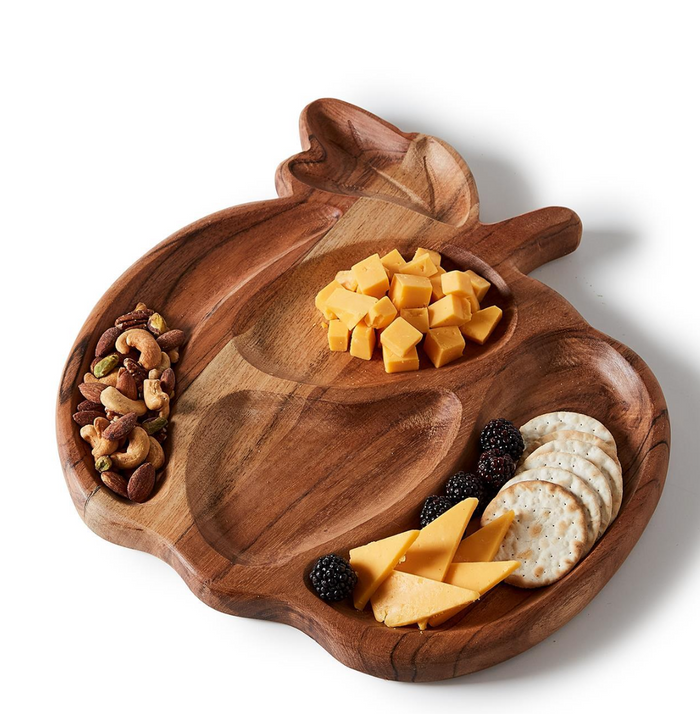 GATHER PUMPKIN SHAPE SECTIONAL CHARCUTERIE BOARD W/20 WOOD PICKS