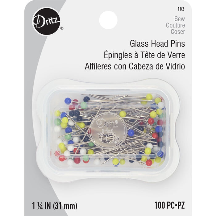 Glass Head Pins Multi-color 100 ct.