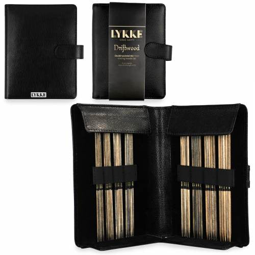 Lykke Driftwood 6" Double Point Set (Small, Black Faux Leather Case)