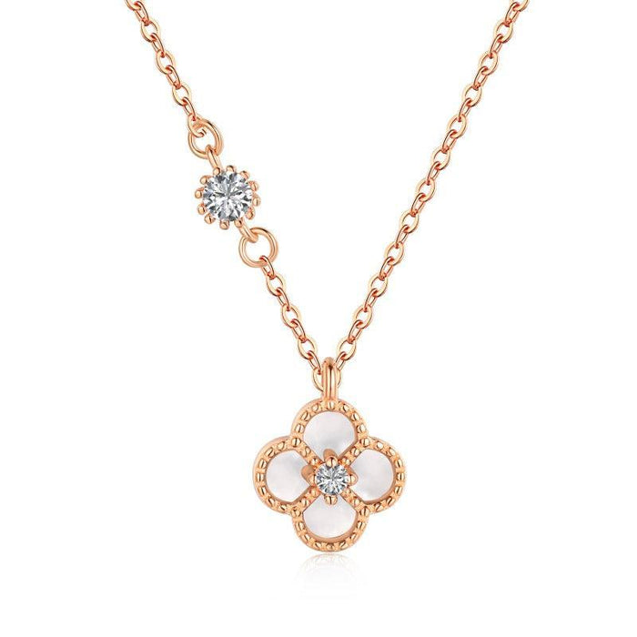 Mother Of Pearl Clover Necklace Sterling Silver -camillaboutiqueshop