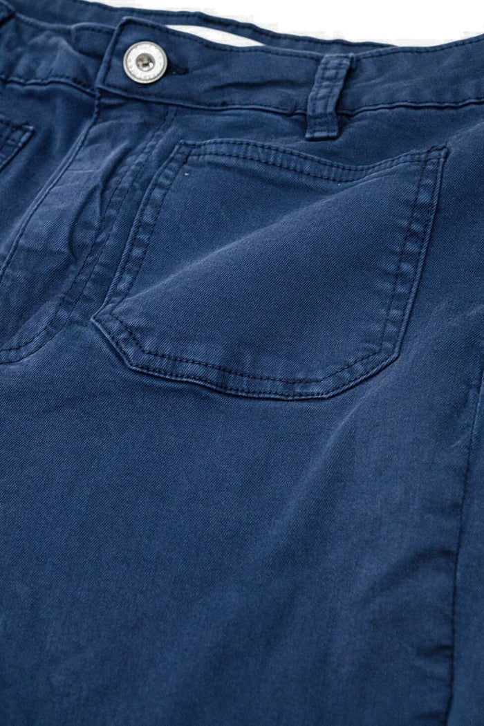 Navy Skinny Flared Jeans With Front Pocket Detail - trousers