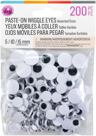 Paste-On Wiggle Eyes 5mm To 15mm 200/Pkg