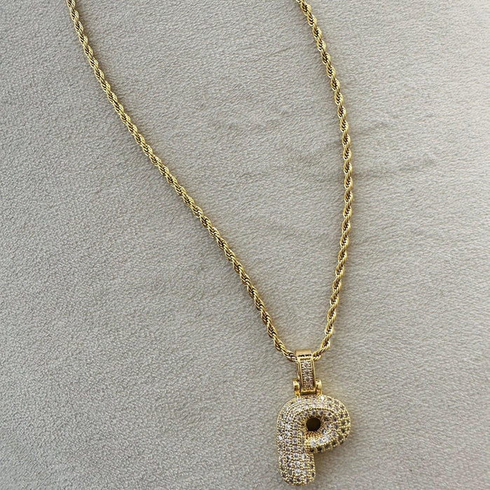 Pavé Bubble Initial Necklace - camillaboutiqueshop