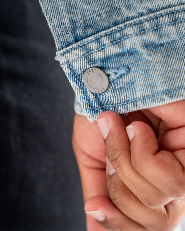 Signature Embroidered Denim Jacket - Light Blue