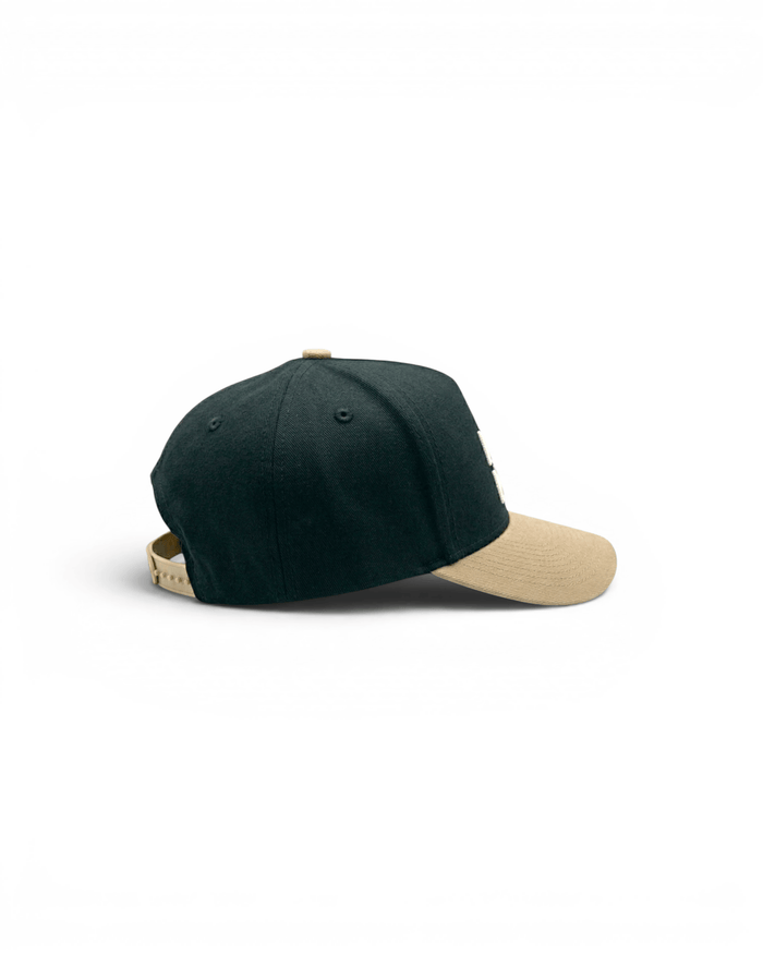 Signature Embroidered Snapback Hat - Black/Tan