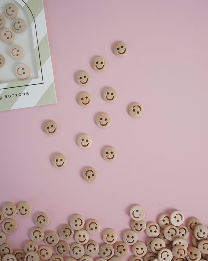 Smiley Face 1/2" Wood Buttons (Set of 12)