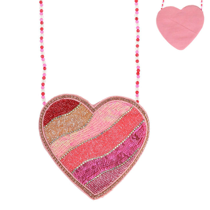 Stripped Heart Jeweled Crossbody Bag