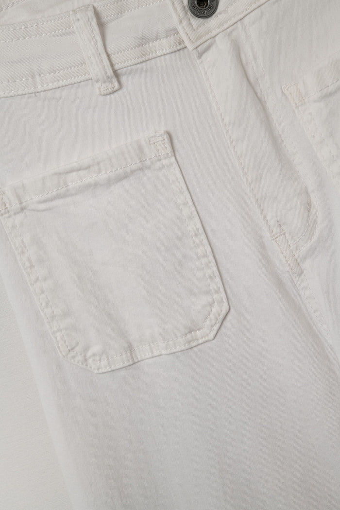 White Straight Leg pants With Front Pockets - Coloured Jeans