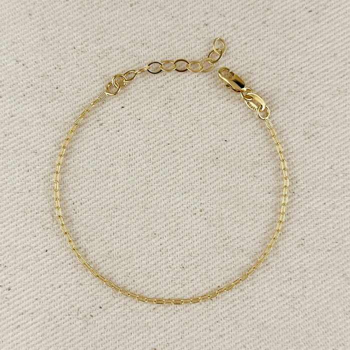 18k Gold Filled Mini Diamond Cut Paperclip Chain Bracelet