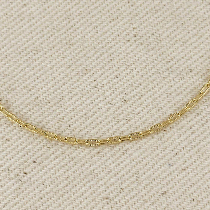 18k Gold Filled Mini Diamond Cut Paperclip Chain Bracelet