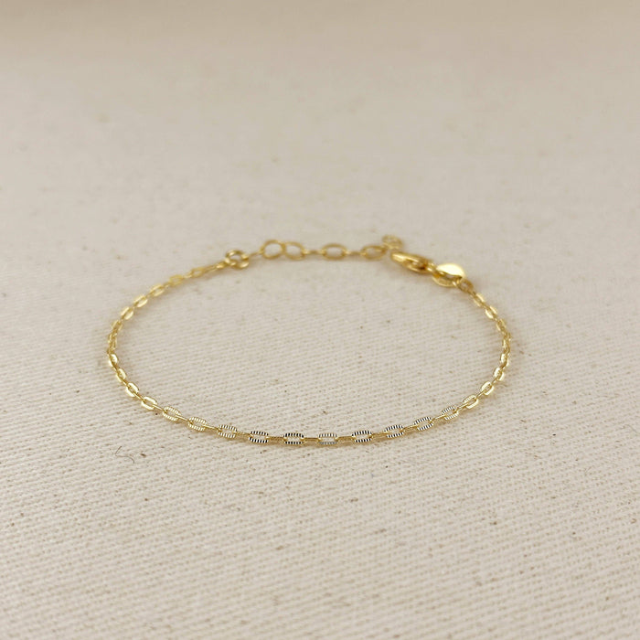18k Gold Filled Mini Diamond Cut Paperclip Chain Bracelet
