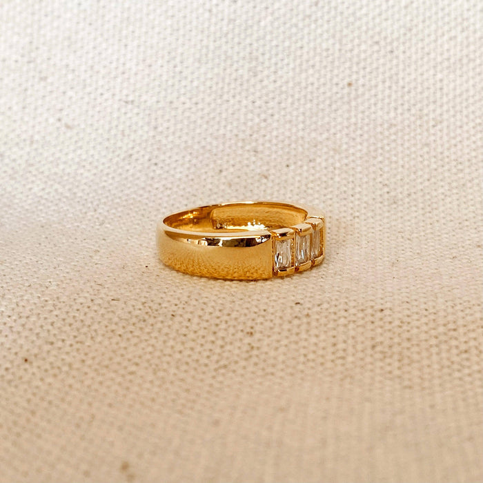 18k Gold Filled Trio baguette Cubic Zirconia Stone Ring