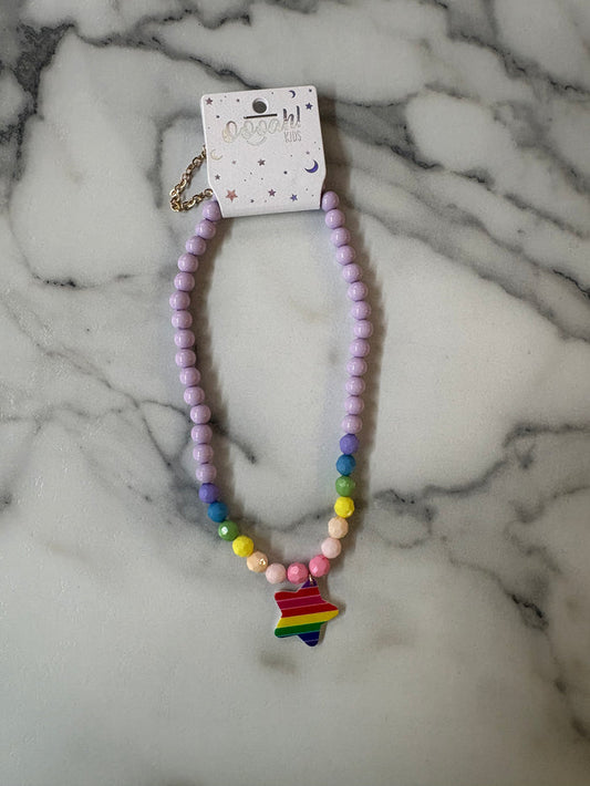 Rainbow Pendant Kids Necklace- Star