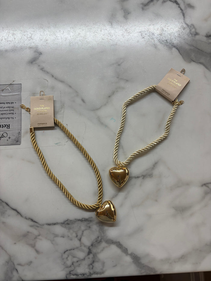 Bold Puffed Heart Cord Necklace