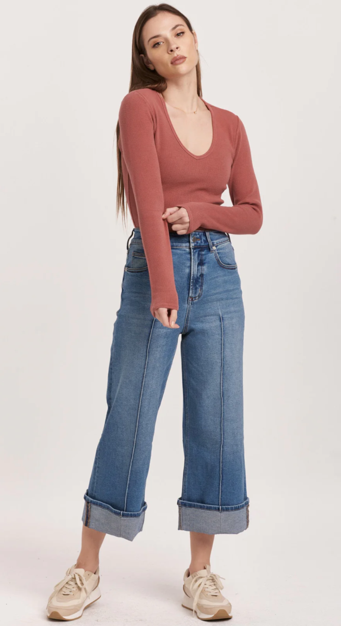 AUDREY SUPER HIGH RISE CROPPED WIDE LEG JEANS SHALLOU