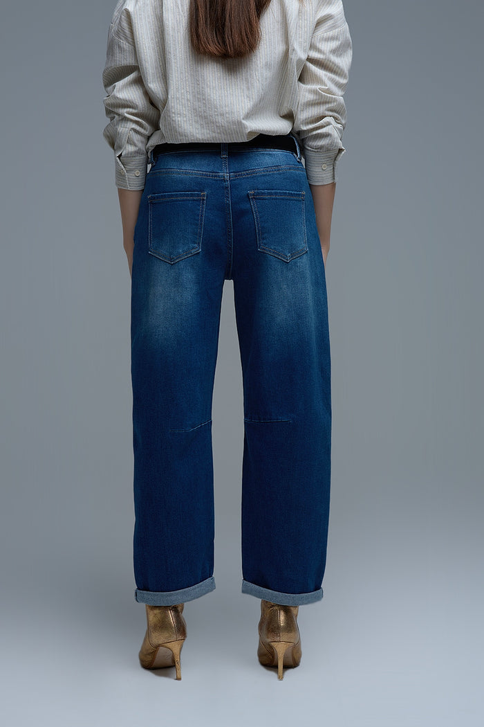 Basic Barrel Style jeans in Mid Blue - Denim