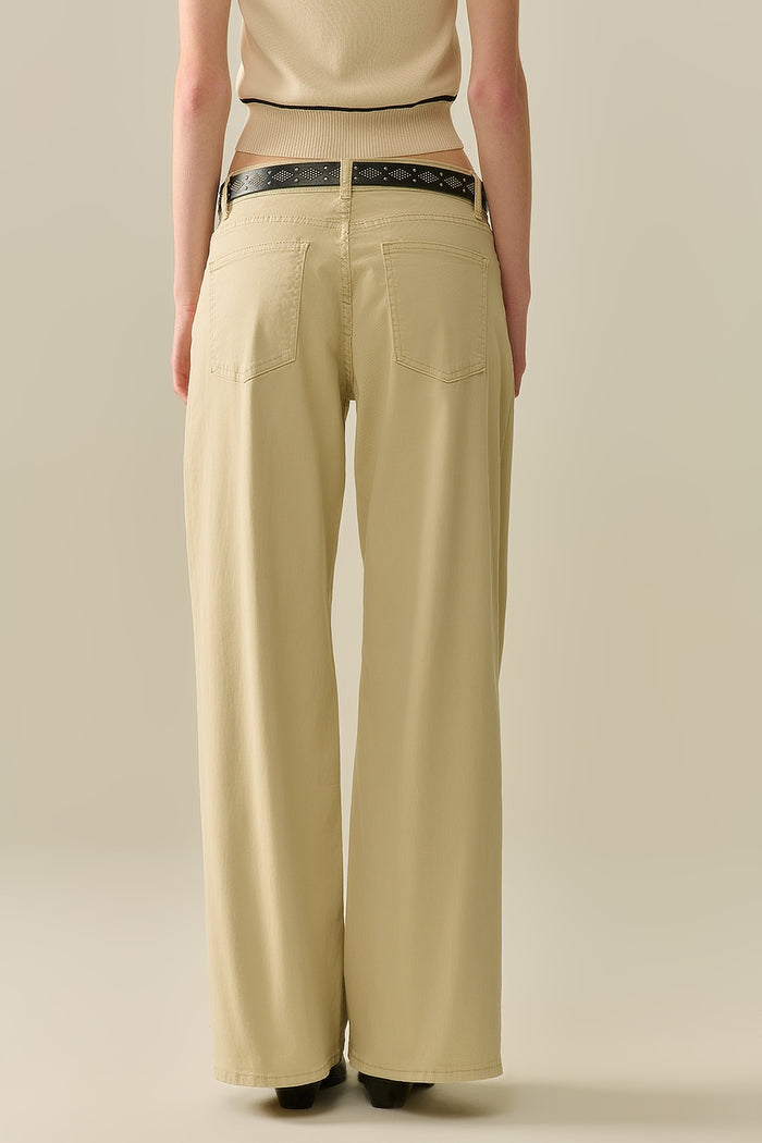 Beige Straight Pants wide leg - Coloured Jeans