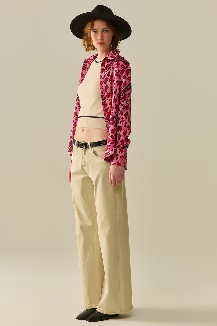 Beige Straight Pants wide leg - Coloured Jeans