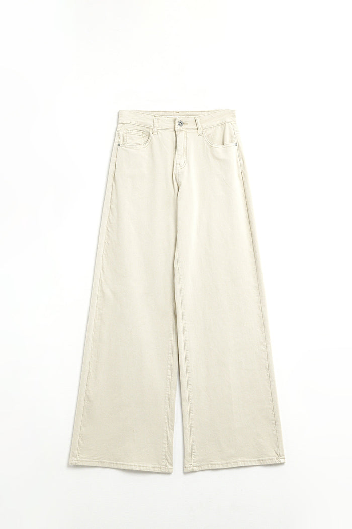 Beige Straight Pants wide leg - Coloured Jeans