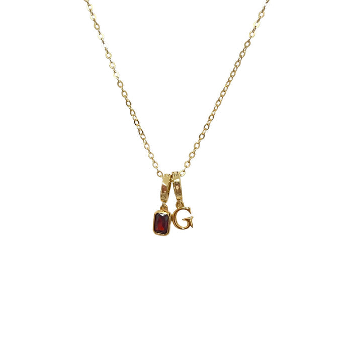 Birthstone Initial Pendant Necklace