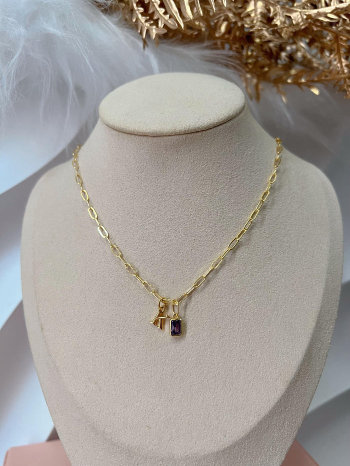 Birthstone Initial Pendant Necklace - camillaboutiqueshop