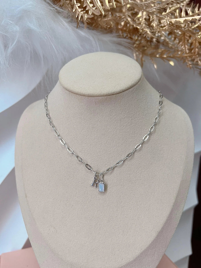 Birthstone Initial Pendant Necklace - camillaboutiqueshop