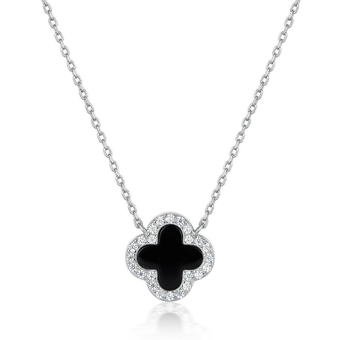 BLACK ONYX DIAMANTE CLOVER NECKLACE - camillaboutiqueshop