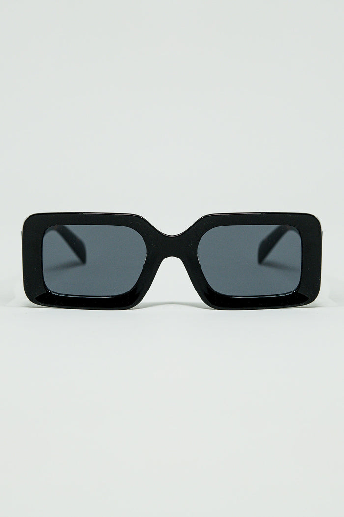 Black square sunglasses with brown animal print on the side