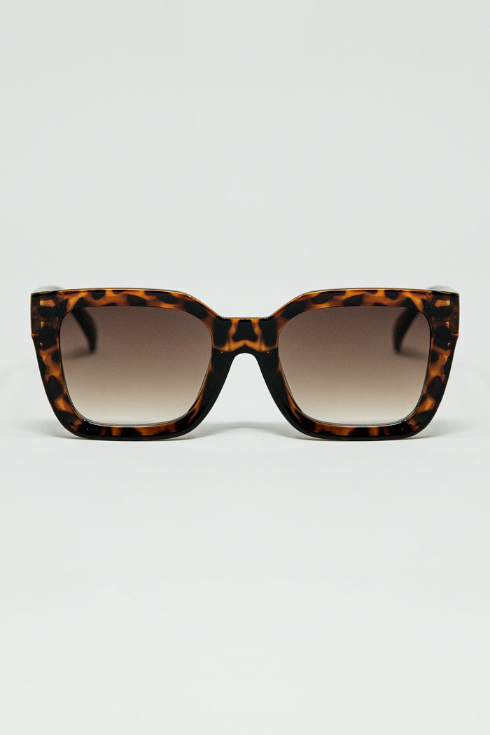 Brown Square sunglasses with animal print