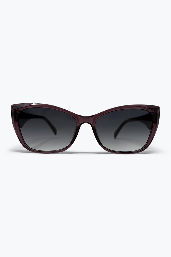Burgundy Gradient Lens Cat Eye Frame Oversize Sunglasses