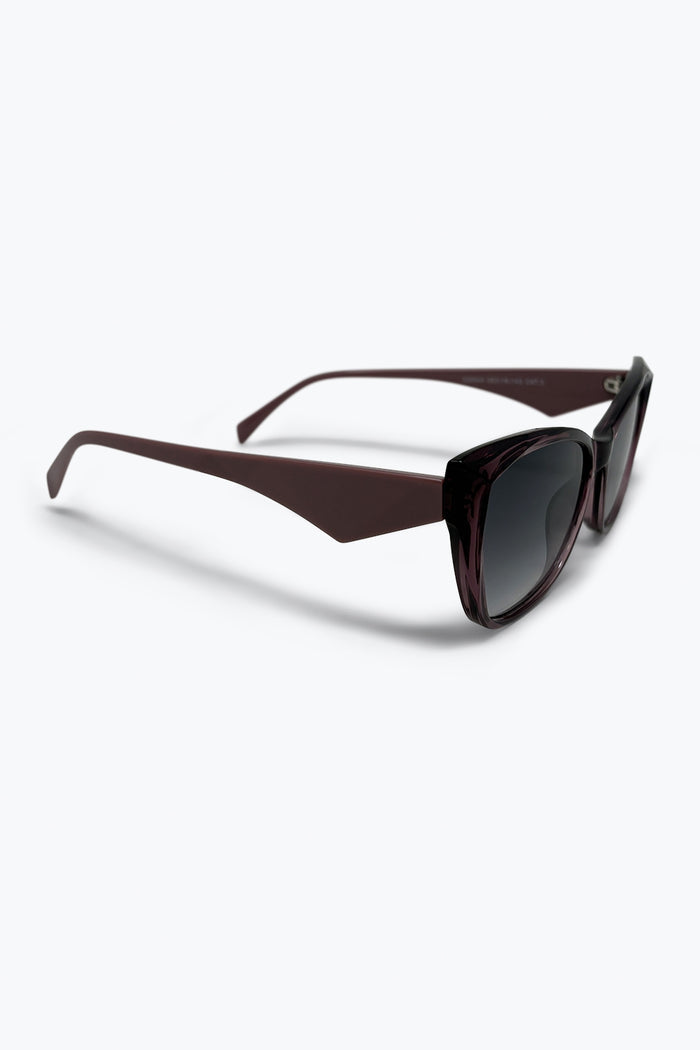 Burgundy Gradient Lens Cat Eye Frame Oversize Sunglasses
