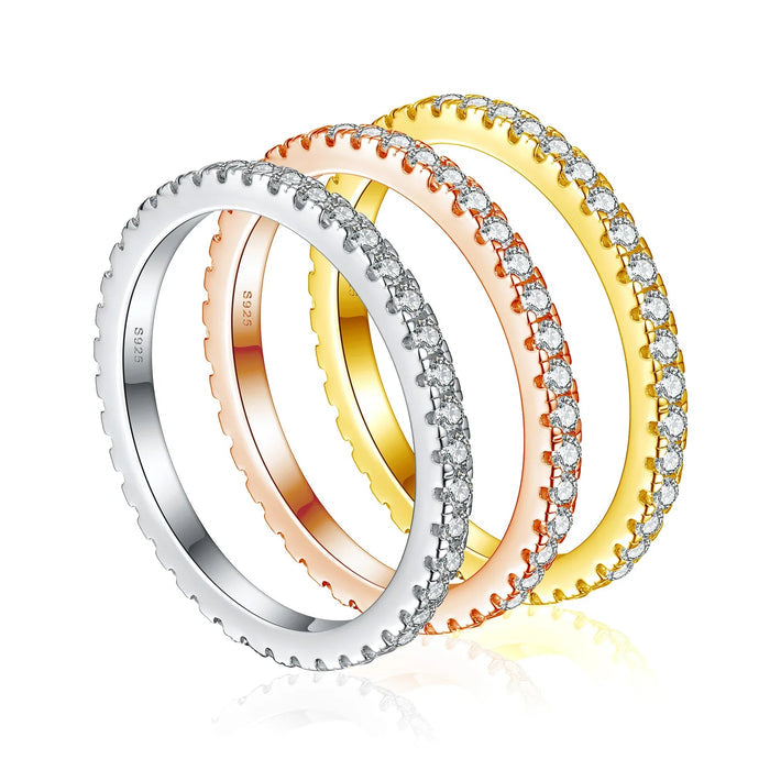 Classic Pave Set Full CZ Eternity Band Ring In Sterling Silver - camillaboutiqueshop