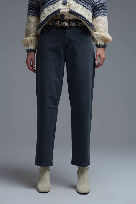 Comfortable stretch jeans with barrel leg in grey - Coloured Jeans