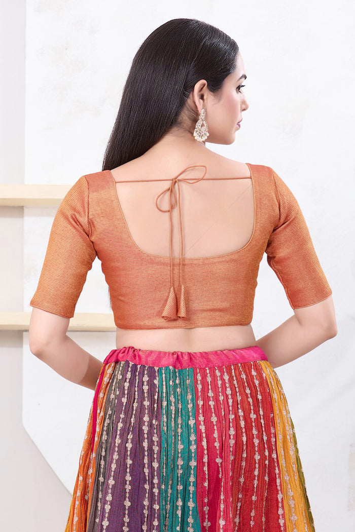 Copper Orange Solid Tissue Blouse