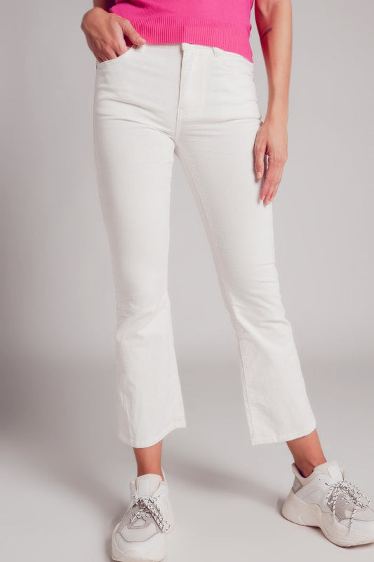 Cord flare in white - trousers
