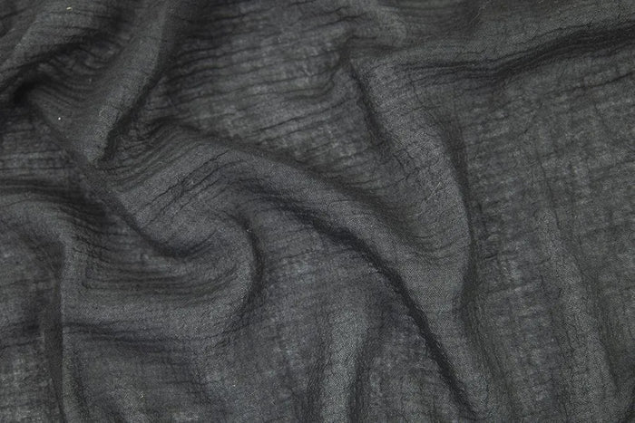 Cotton Gauze Crinkle Solid Black