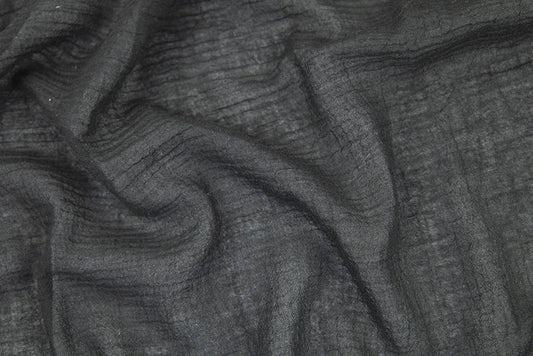 Cotton Gauze Crinkle Solid Black
