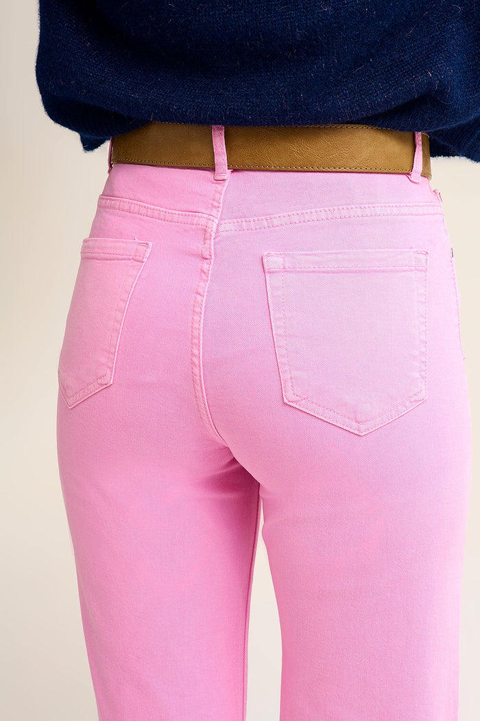 Cropped wide leg jeans in bubblegum pink - Coloured Jeans