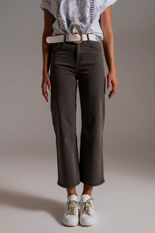 Cropped wide leg jeans in grey - Coloured Jeans