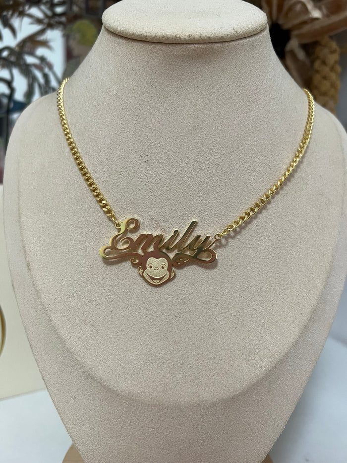 Custom Curious Monkey Name Necklace