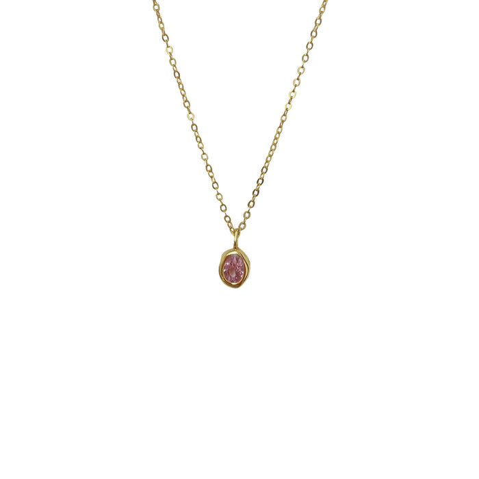 Dainty Oval Drop Birthstone Necklace (Pendant Only)