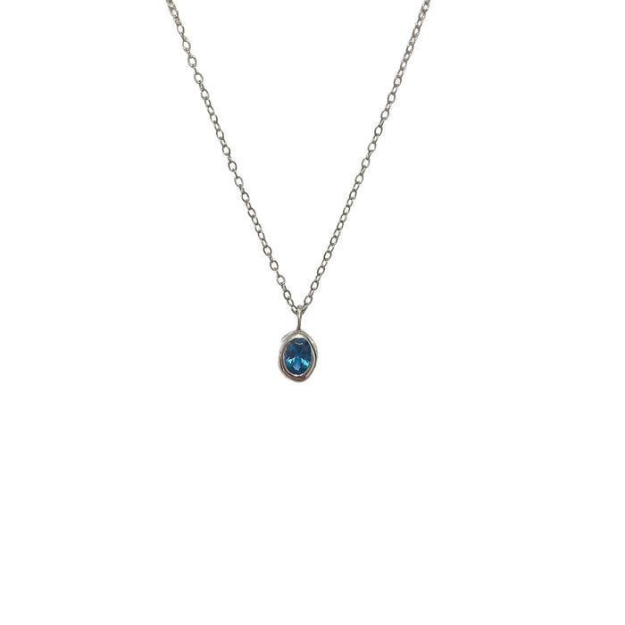 Dainty Oval Drop Birthstone Necklace (Pendant Only)