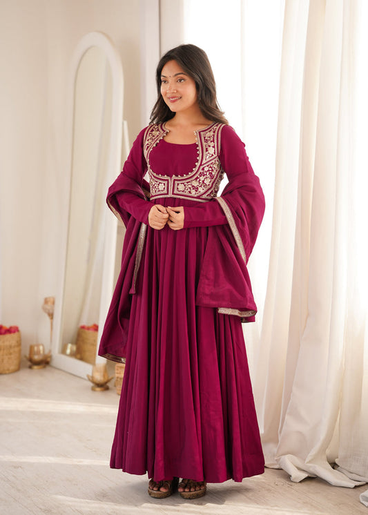 Dusty Pink Silk Kurti With Golden Zari Work