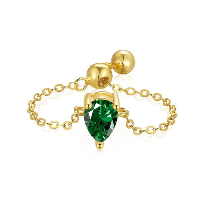 Emerald Green Adjustable Chain Rings - camillaboutiqueshop