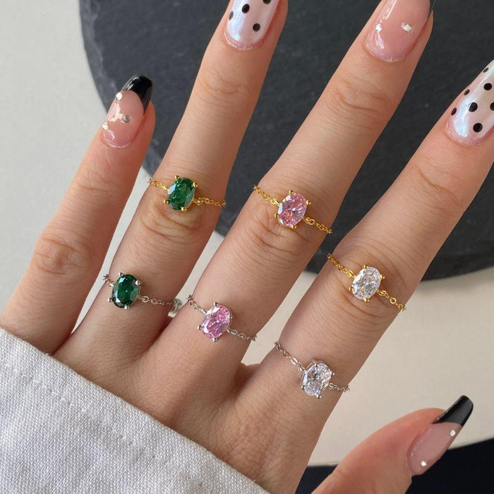 Emerald Green Adjustable Chain Rings - camillaboutiqueshop